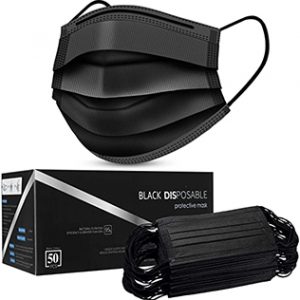 6 Black Disposable Face Masks
