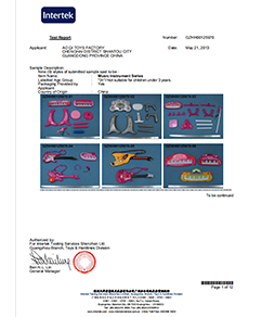 INTERTEK Certificate